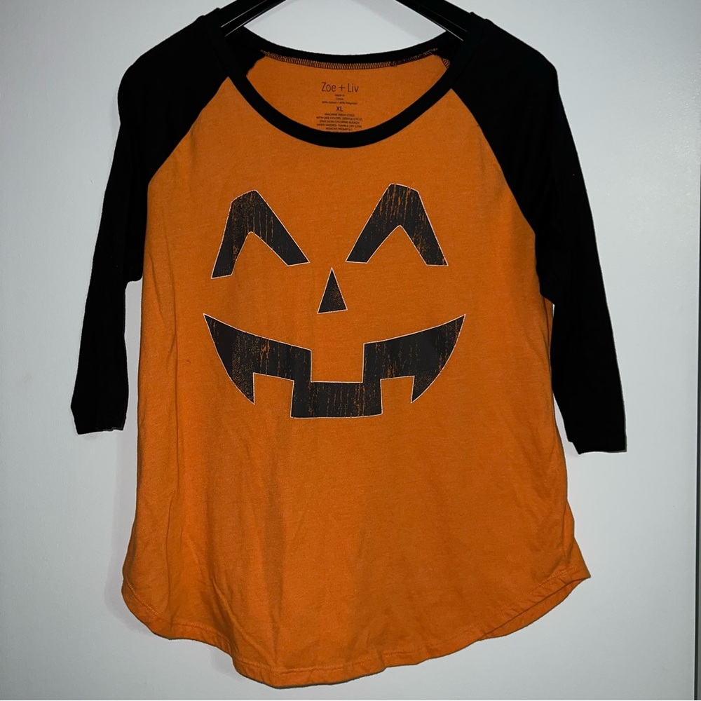 Zoe + Liv Orange and Black Jack-O-Lantern Tee